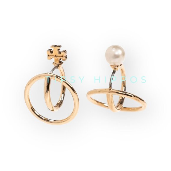 Tory Burch Jewelry - Authentic tory burch mismatched logo and pearl earrings